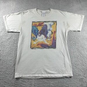 VINTAGE Art Shirt Mens Medium White Papillon McCartney 2001 Y2K‎ Butterfly Ears